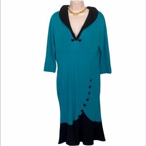 Vintage Homeyee blue and black dress size large 12